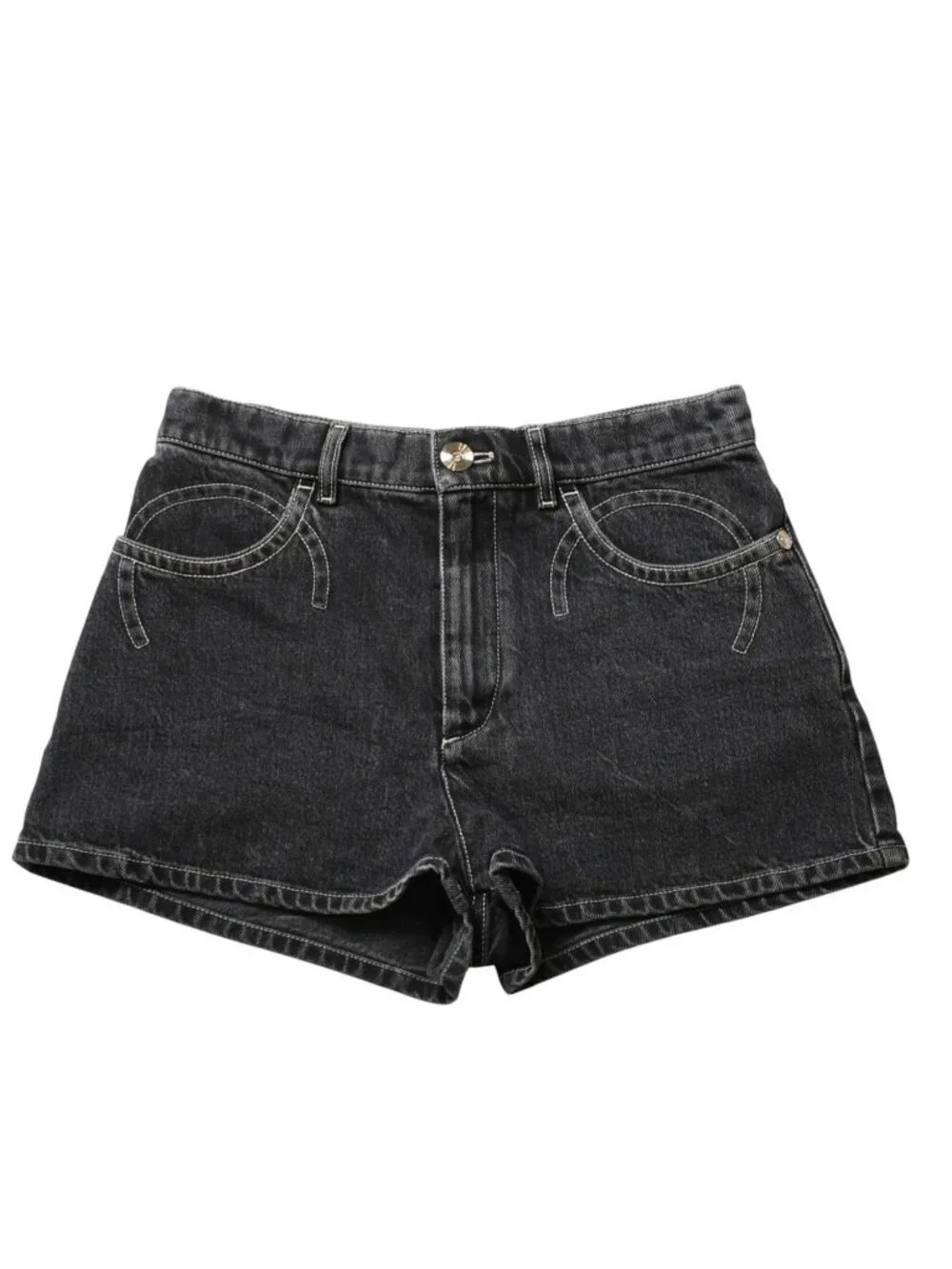 Chanel Denim Shorts Skirt Black